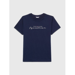 Grafisch T-shirt Tommy Hilfiger Equestrian Brooflyn korte mouwen dames Woestijnlucht Blauw