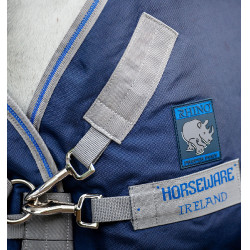 Couverture Horseware Rhino Plus Poney Turnout 100g Noir / gris titane / bleu classique Couverture Horseware Rhino Plus Poney Turnout 100g Noir / gris titane / bleu classique