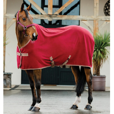 Horseware Amigo Fleece Cooler Deken Braam / taupe Rood Horseware Amigo Fleece Cooler Deken Braam / taupe Rood