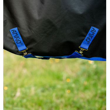 Amigo Ripstop Horseware 900D Turnout deken gevoerd met fleece 50g Zwart / klassiek blauw