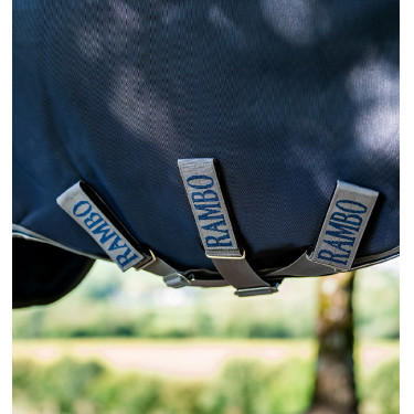 Couverture Horseware Rambo Supreme Turnout Vari-layer 1680D 450g Marine / orage / gris argent Bleu marine