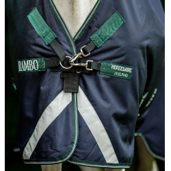 Couverture Horseware d'extérieur Rambo Wug 0g 1000D Marine / vert chasseur / argent Bleu marine