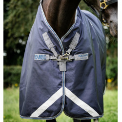 Couverture Horseware Rambo® Optimo Turnout 0g 1000D Marine / orage / gris argent Bleu marine