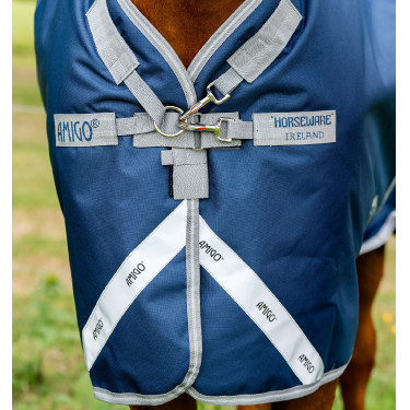 Couverture Horseware Amigo® Bravo 12 Plus 400g 1200D Marine / gris titane / argent Couverture Horseware Amigo® Bravo 12 Plus 400g 1200D Marine / gris titane / argent