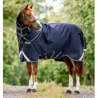 Couverture Horseware Rambo 1680D Turnout Plus 100g Marine / orage / gris argent