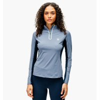 Polo 1/4 zip Horseware Stamina manches longues Bleu
