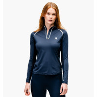 Polo 1/4 zip Horseware Stamina manches longues Marine Bleu marine