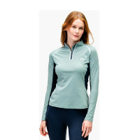 Polo 1/4 zip Horseware Stamina manches longues Sage Bleu