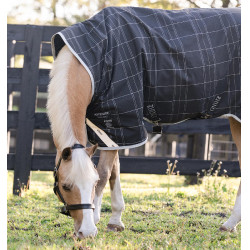Horseware Rhino Wug Poney Turnout 0g deken Zwart / wit-grijze ruiten
