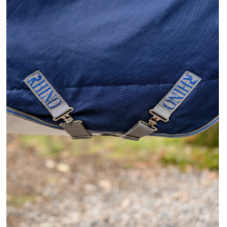 Couverture Horseware Rhino Plus Poney Turnout 0g Noir / gris titane / bleu classique Couverture Horseware Rhino Plus Poney Turnout 0g Noir / gris titane / bleu classique