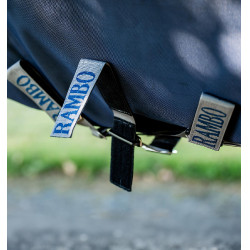 Couverture Horseware Rambo 1680D Turnout 0g Marine / orage / gris argent Bleu marine