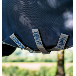 Couverture Horseware Rambo 1680D Turnout 0g Marine / orage / gris argent Bleu marine