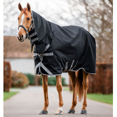 Couverture Horseware Amigo 1200D Integrated Turnout 250g Noir / gris titane / argent