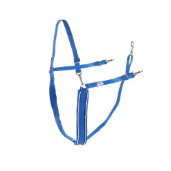 Grote Y-gordel Finn-Tack synthetisch met bies Blauw / wit