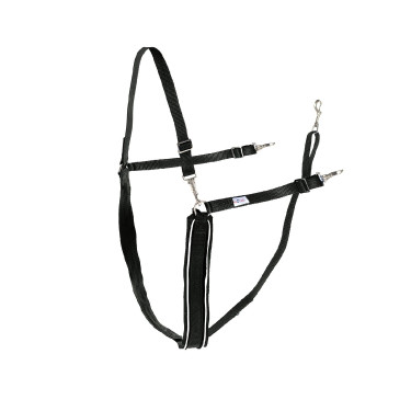 Large Y-bricole Finn-Tack synthétique avec passepoil Noir / blanc Large Y-bricole Finn-Tack synthétique avec passepoil Noir / blanc