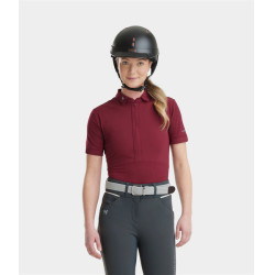 Damespolo met korte mouwen Aeromesh Horse Pilot Donkerrood