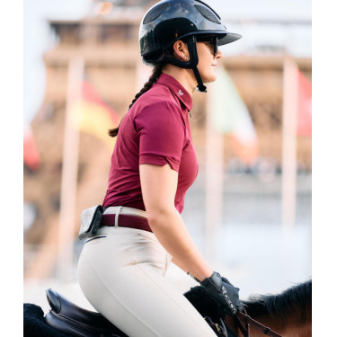 Damespolo met korte mouwen Aeromesh Horse Pilot Donkerrood