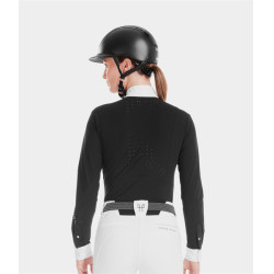 Polo de concours Monica Horse Pilot manches longues femme Noir