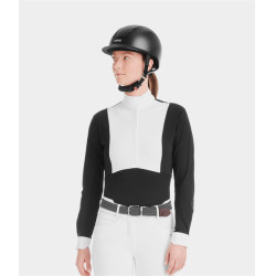 Polo de concours Monica Horse Pilot manches longues femme Noir