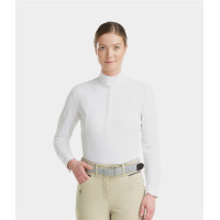 Wedstrijdpolo Monica Horse Pilot lange mouwen dames Zwart