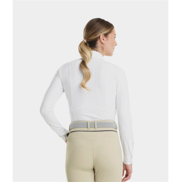 Wedstrijdpolo Monica Horse Pilot lange mouwen dames Wit