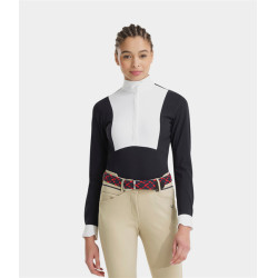 Polo de concours Monica Horse Pilot manches longues femme Dark night Noir