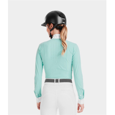Polo de concours Monica Horse Pilot manches longues femme Sea green
