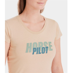 T-shirt Horse Pilot Team dames Zandkleurig Beige