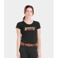 T-shirt Horse Pilot Team dames Zwart