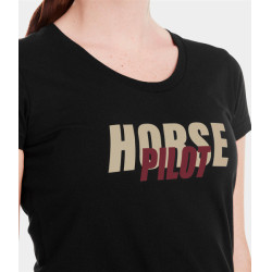 T-shirt Horse Pilot Team femme Noir