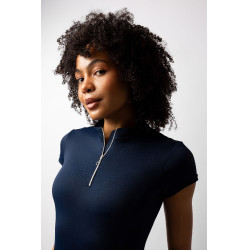 Chemise d'entrainement Horze Mina femme Ouverture Bleu marine