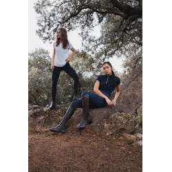 Chemise d'entrainement Horze Mina femme Ouverture Bleu marine