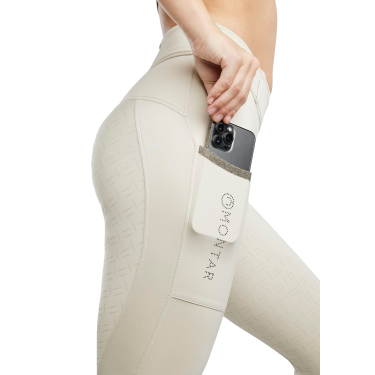 Hybride pull-on legging Montar MoGloria band Caviar full grip dames Licht zilvergrijs