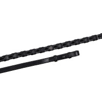 Gevlochten lederen teugels Montar Franse bevestiging Zwart