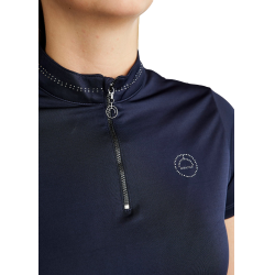 T-shirt met korte mouwen Montar MoBlair met donkergrijze kristallen voor dames Marine Marineblauw