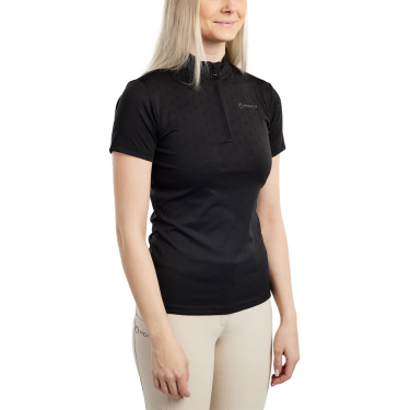 Polo d'entrainement Montar MoCilia raffiné manches courtes Jacquard femme Noir