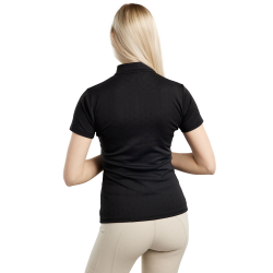 Montar MoCilia verfijnd trainingspolo met korte mouwen Jacquard dames Zwart