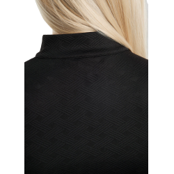 Polo d'entrainement Montar MoCilia raffiné manches courtes Jacquard femme Noir