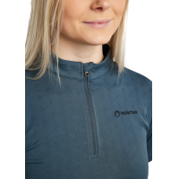 Polo d'entrainement Montar MoCilia raffiné manches courtes Jacquard femme Ardoise foncée Gris