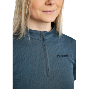 Polo d'entrainement Montar MoCilia raffiné manches courtes Jacquard femme Ardoise foncée Gris