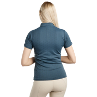 Polo d'entrainement Montar MoCilia raffiné manches courtes Jacquard femme Ardoise foncée Gris