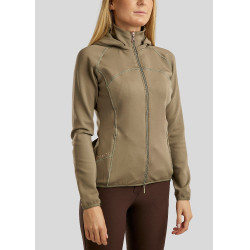 Montar Liza hoodie met rosegouden kristallen en volledige rits voor dames