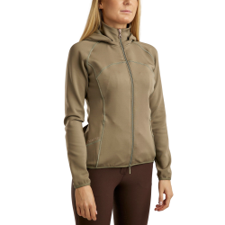 Montar Liza hoodie met rosegouden kristallen en volledige rits voor dames