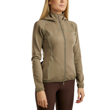 Montar Liza hoodie met rosegouden kristallen en volledige rits voor dames