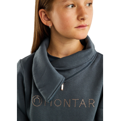Sweatshirt Montar MoNaja Junior zijsluiting kristallen rosegoud Donkers leisteen Grijs