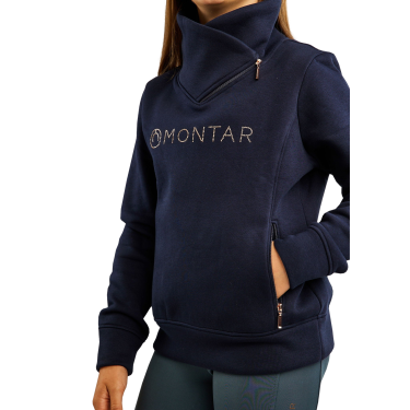 Sweatshirt Montar MoNaja Junior zijsluiting kristallen rosegoud Marine Marineblauw Sweatshirt Montar MoNaja Junior zijsluiting kristallen rosegoud Marine Marineblauw