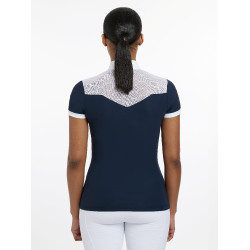 Wedstrijdpolo Emily LeMieux korte mouwen Marine Marineblauw