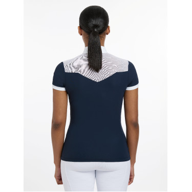 Wedstrijdpolo Emily LeMieux korte mouwen Marine Marineblauw