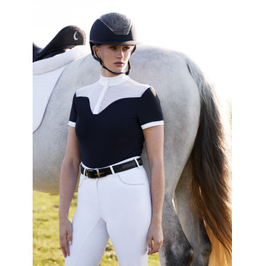 Wedstrijdpolo Emily LeMieux korte mouwen Marine Marineblauw