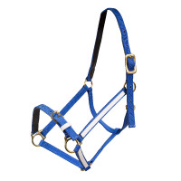 Licol Yankee Finn-Tack Pro nylon avec muserolle ouverte Bleu / blanc